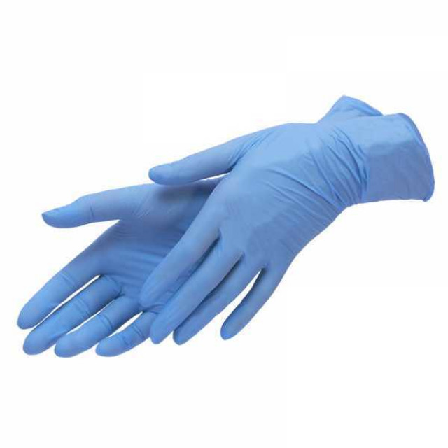 Перчатки голубые нитриловые, смотровые